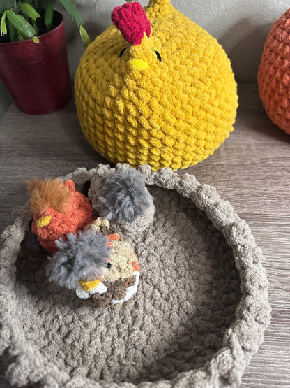Mama Hen with Nest and Chicks